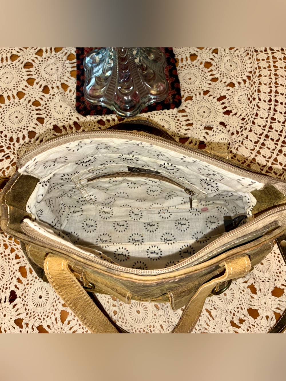 Myra Bag "Ultimate Choice" Brown Distressed Leather Shoulder Bag/Satchel - Picture 11 of 14